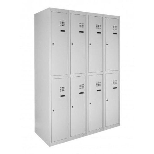 Шкаф металлический для одежды с нижней полкой, 4 секции, 8 дверец, секция 300 мм ГАЛЛА -
                                                        Фото 2