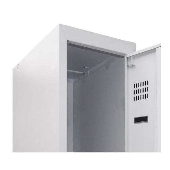 Шкаф для раздевалок металлический с нижней полкой 7 секций, 14 дверец, 2 полки секия 400 мм ГАЛЛА -
                                                        Фото 3