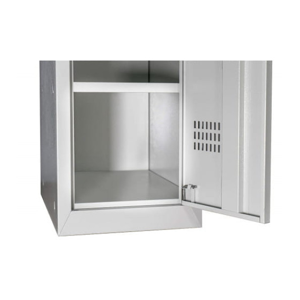 Шкаф для раздевалок металлический с нижней полкой 7 секций, 14 дверец, 2 полки секия 400 мм ГАЛЛА -
                                                        Фото 4