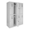 Шкаф металлический для одежды с верхней полкой, 4 секции. 8 дверец, секция 300 мм ГАЛЛА