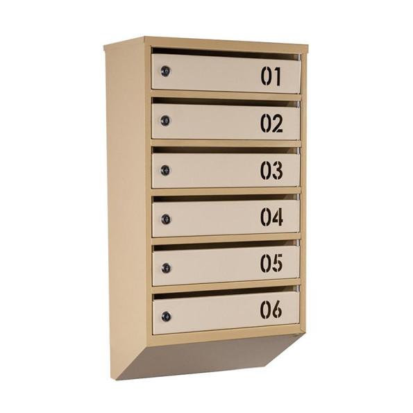 Почтовый бежевый ящик 6 секций 75х39х20 см ГАЛЛА