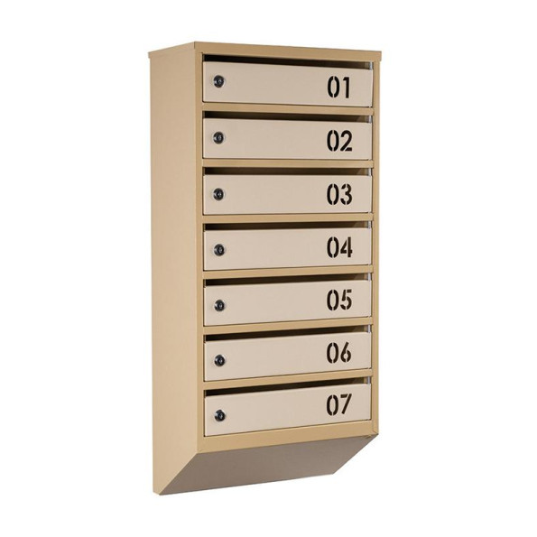 Почтовый бежевый ящик на 7 секций 85х39х20 см ГАЛЛА