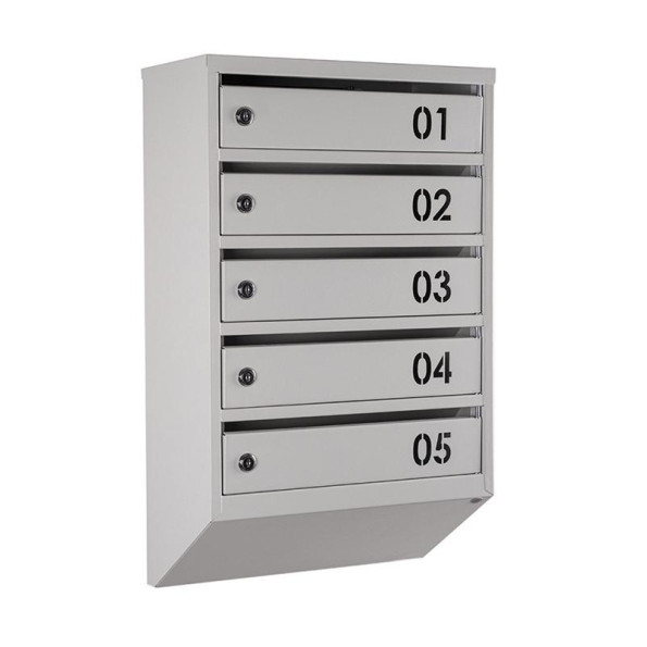 Почтовый ящик 5 секций с цифрами Серый 65х39х20 см ГАЛЛА