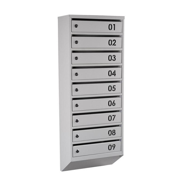 Почтовый серый ящик 9 секций с цифрами 105х39х20 см ГАЛЛА