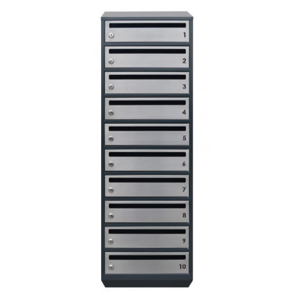 Почтовый ящик на 10 секций 124.5х39х20 см Антрацит ГАЛЛА -
                                                        Фото 2