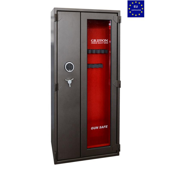Сейф оружейный GRIFFON 700ET ASS с ударопрочным стеклом с кодовым замком на 6 оружий Коричневый