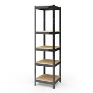 Стеллаж металлический 180х40х40 см ЧЕРНЫЙ 5 полок ДСП ХАРДИ для дома, гаража