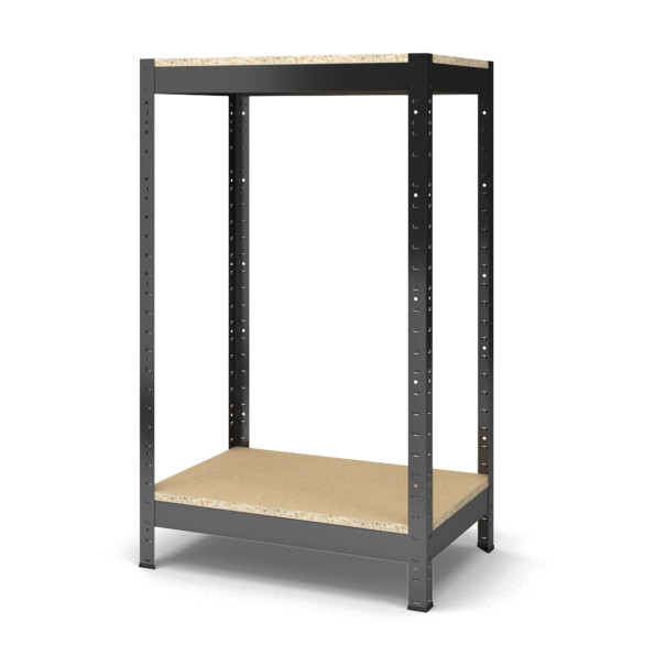 Стеллаж металлический 90x120x45 см ЧЕРНЫЙ 2 полки ДСП (16 мм) БОНА-ПРО