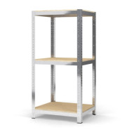 Стеллаж металлический 90x40x40 см ЦИНК 3 полки ДСП (10 мм) БОНА-ПРО