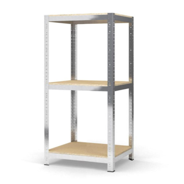 Стеллаж металлический 90x40x40 см ЦИНК 3 полки ДСП (10 мм) БОНА-ПРО