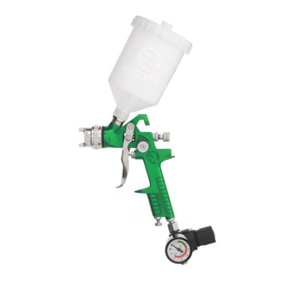 Краскопульт пневматический HVLP, форсунка 1.3мм, верхний пластиковый бачок 600мл, 3бар INTERTOOL PT-0102 -
                                                        Фото 3