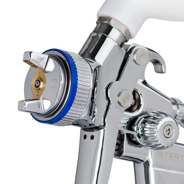 Краскопульт пневматический HVLP II профессиональный, форсунка 1.3мм, верхний пластиковый бачок 600 мл., 2бар INTERTOOL PT-0105 -
                                                        Фото 2