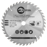 Диск пильный по дереву с твердосплавными напайками 230x22,2x1,6 мм; 40 зубьев INTERTOOL CT-3044