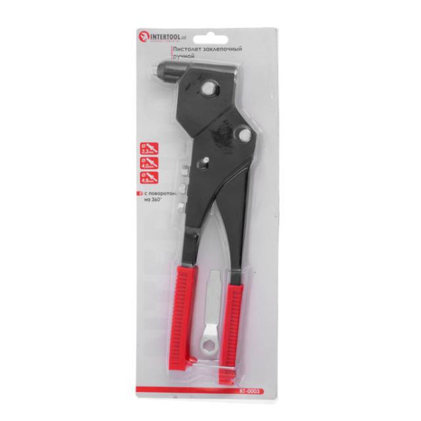 Пистолет заклепочный ручной, диаметр заклепки 3,2; 4; 4,8 мм (с поворотом на 360°) INTERTOOL RT-0003 -
                                                        Фото 10