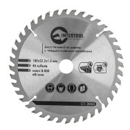 Диск пильный по дереву с твердосплавными напайками 180x22x1,5 мм; 40 зубьев INTERTOOL CT-3043