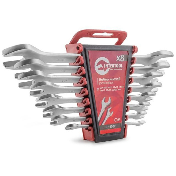 Набор рожковых ключей 8 шт, 6-22 мм Cr-V INTERTOOL HT-1002 -
                                                        Фото 5