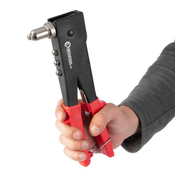 Пистолет заклепочный ручной, диаметр заклепки 3,2; 4; 4,8 мм (с поворотом на 90°) INTERTOOL RT-0002 -
                                                        Фото 8