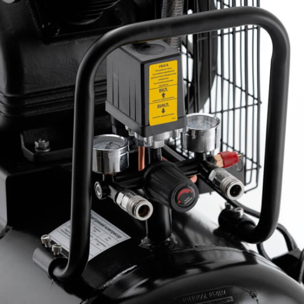 Компресор 100 л, 3 кВт, 220 В, 10 aтм, 500 л/хв., 2 циліндри, STORM -
                                                        Фото 3