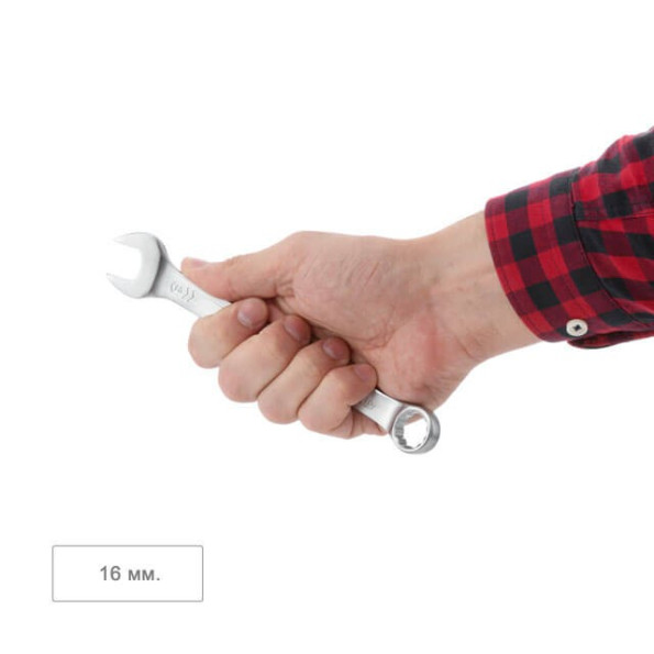 Ключ комбинированный 16 мм Cr-V, покрытие сатин-хром; PROF DIN3113 INTERTOOL XT-1016 -
                                                        Фото 4