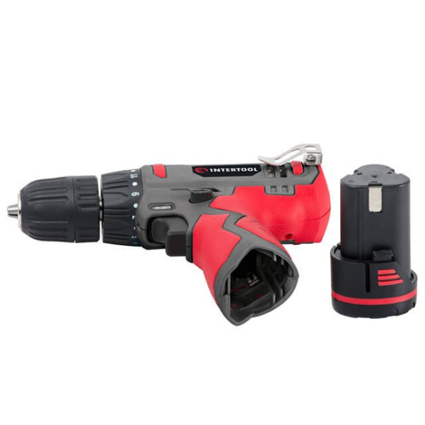 Дрель-шуруповерт аккумуляторная 12 В, 30 Нм, 0-350/0-1300 об/мин, 0.8-10 мм, литий-ион, 1.5 Ач INTERTOOL DT-0310 -
                                                        Фото 10