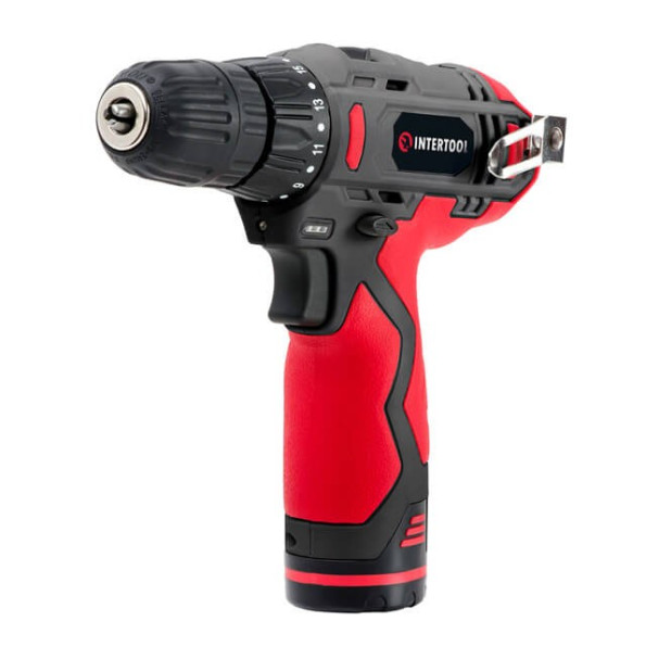 Дрель-шуруповерт аккумуляторная 12 В, 30 Нм, 0-350/0-1300 об/мин, 0.8-10 мм, литий-ион, 1.5 Ач INTERTOOL DT-0310 -
                                                        Фото 3