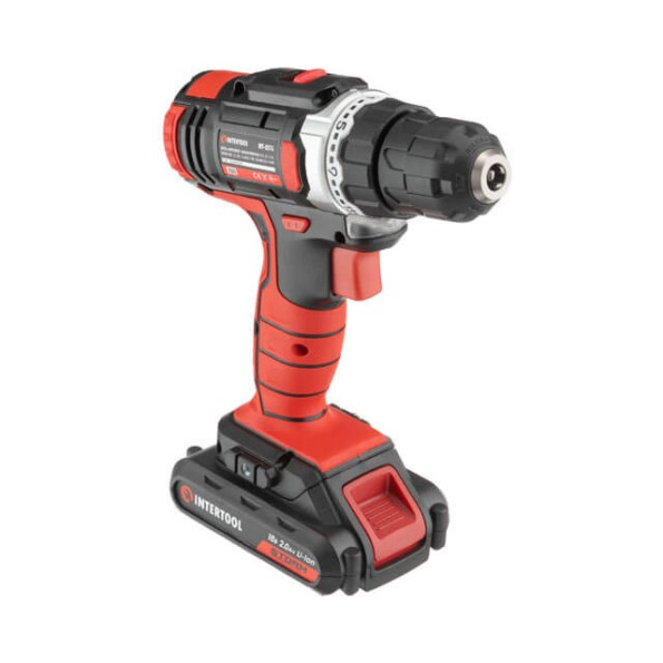 Дрель-шуруповерт аккумуляторная Li-Ion 18 В, 25 Nm, 0-400/0-1500 об/мин, 2*2.0 Ач INTERTOOL WT-0314 -
                                                        Фото 2