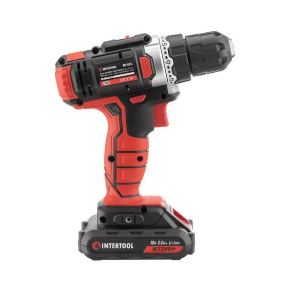 Дрель-шуруповерт аккумуляторная Li-Ion 18 В, 25 Nm, 0-400/0-1500 об/мин, 2*2.0 Ач INTERTOOL WT-0314 -
                                                        Фото 6