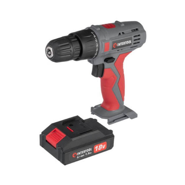 Дрель-шуруповерт аккумуляторная 18 В, 17 Nm, 0-700 об/мин, 0.8-10 мм, литий-ион, 1.5 Ач INTERTOOL DT-0315 -
                                                        Фото 10