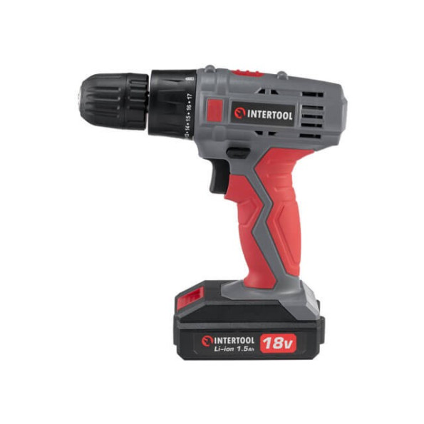 Дрель-шуруповерт аккумуляторная 18 В, 17 Nm, 0-700 об/мин, 0.8-10 мм, литий-ион, 1.5 Ач INTERTOOL DT-0315 -
                                                        Фото 2