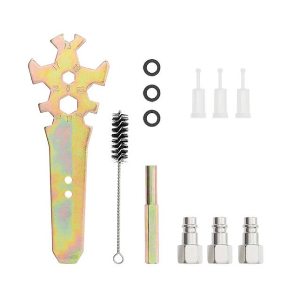 Набір з 3-х фарбопультов HVLP, 0,8мм, 1,3мм, 1,7мм, регулятор тиску, два пластикових та один металевий бачок -
Фото 9 Набір з 3-х фарбопультов HVLP, 0,8мм, 1,3мм, 1,7мм, регулятор тиску, два пластикових та один металевий бачок -
Фото 9