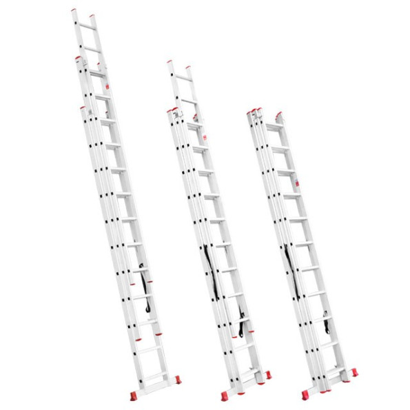 Драбина з алюмінію, 3-секційна, універсальна, розкладна, 3*11 сход., 6.7 м -
                                                        Фото 3