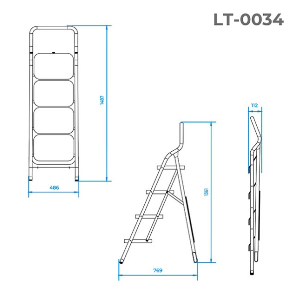 Драбина 4 сходинки 136 см INTERTOOL -
                                                        Фото 7