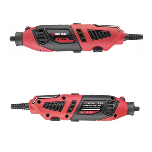 Шлифмашина прямая (гравер), 170 Вт, 8000-35000 об/мин, 120 ед, кейс, стойка, гибкий вал, насадка для фрезерования. INTERTOOL WT-0516 -
                                                        Фото 2