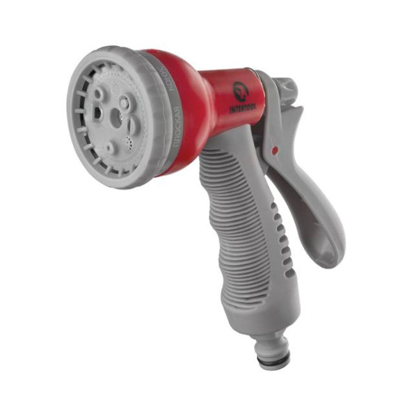 Пистолет-распылитель для полива, 8-ми функциональный (центральный, туман, душ, угловой, полный, ливень, конический, плоский). ABS, PP,TPR INTERTOOL GE-0001 -
                                                        Фото 2