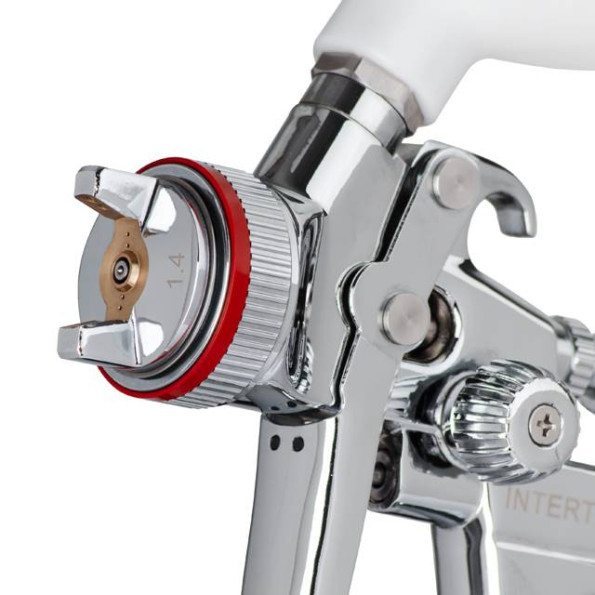 Краскопульт пневматический HVLP II профессиональный, форсунка 1.4мм, верхний пластиковый бачок 600 мл.,  2 бар INTERTOOL PT-0100 -
                                                        Фото 2