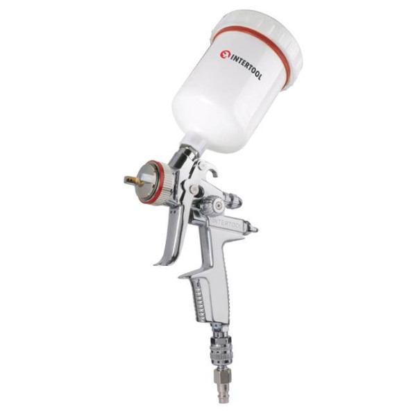 Краскопульт пневматический HVLP II профессиональный, форсунка 1.4мм, верхний пластиковый бачок 600 мл.,  2 бар INTERTOOL PT-0100 -
                                                        Фото 4