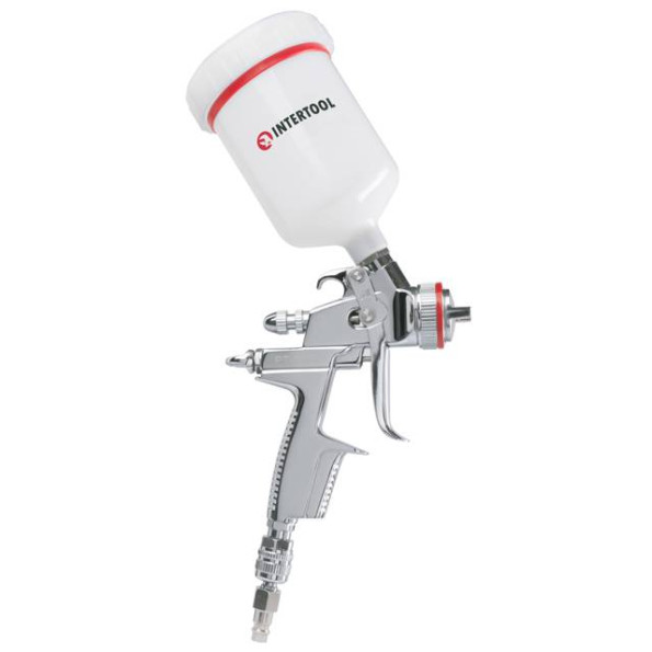 Краскопульт пневматический HVLP II профессиональный, форсунка 1.4мм, верхний пластиковый бачок 600 мл.,  2 бар INTERTOOL PT-0100 -
                                                        Фото 6
