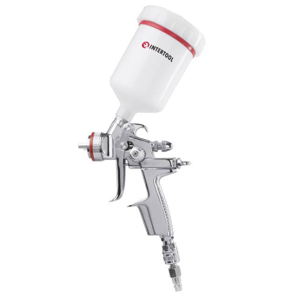 Краскопульт пневматический HVLP II профессиональный, форсунка 1.4мм, верхний пластиковый бачок 600 мл.,  2 бар INTERTOOL PT-0100 -
                                                        Фото 7