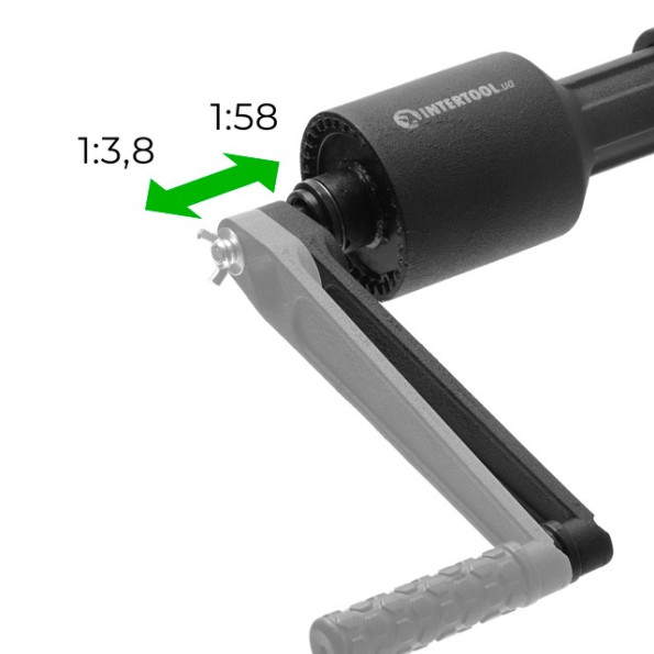 Ключ баллонный роторный для груз. автом. 380 мм, двухскор., передаточое отнош. 1:58 и 1:3.8, макc. крут. мом. 3800 Nm, головки 32, 33 мм, пласт. кейс INTERTOOL XT-0006 -
                                                        Фото 10