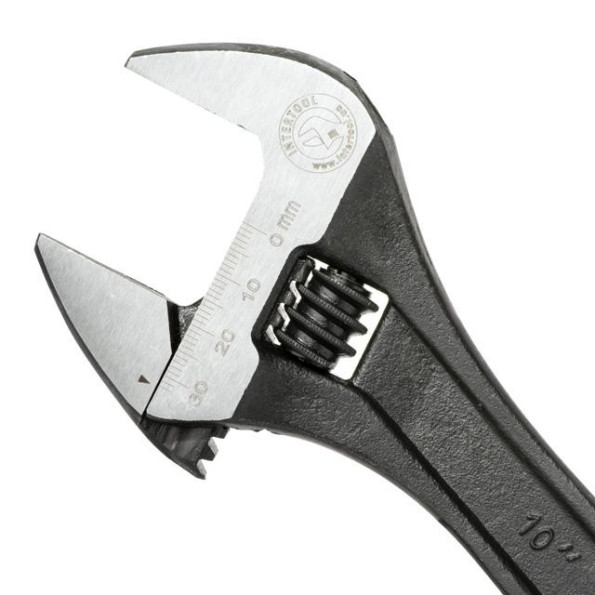 Ключ розвідний 250мм, Cr-V, чорний, фосфатований, з полірованою головкою -
                                                        Фото 3