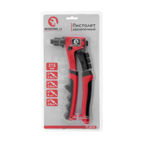 Пистолет заклепочный ручной 215 мм, диаметр применяемой заклепки 2.4; 3.2; 4; 4.8 мм INTERTOOL RT-0014 -
                                                        Фото 8