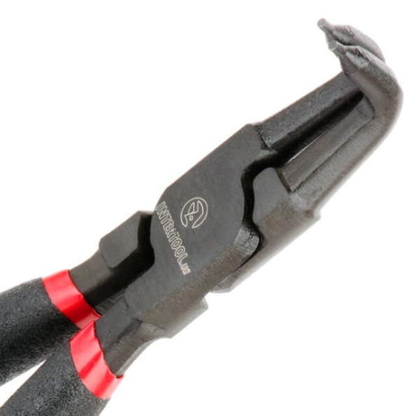 Щипцы для снятия и установки стопорных колец 180мм, изогнутые на сжим, 40CrV, фосфатированные. INTERTOOL HT-7017 -
                                                        Фото 4