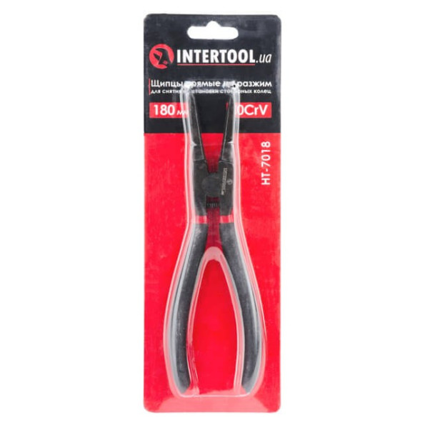 Щипцы для снятия и установки стопорных колец 180мм, прямые на разжим, 40CrV, фосфатированные. INTERTOOL HT-7018 -
                                                        Фото 5