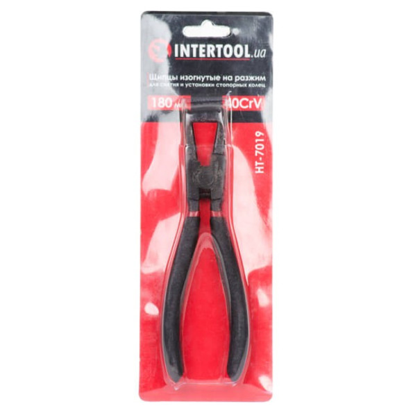Щипцы для снятия и установки стопорных колец 180 мм, изогнутые на разжим, 40CrV, фосфатированные. INTERTOOL HT-7019 -
                                                        Фото 6