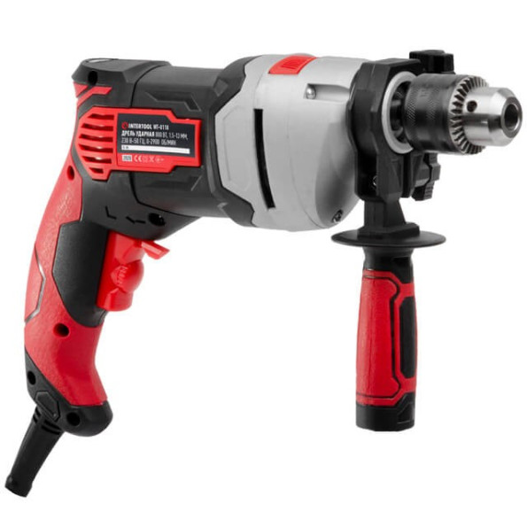 Дриль ударний 800Вт, 0-2900об/хв, 1,5-13мм, метал. корпус редуктора -
                                                        Фото 3