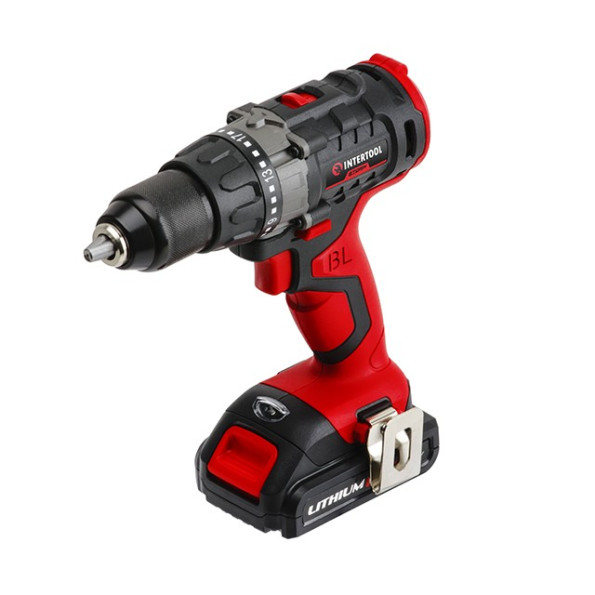 Дрель-шуруповерт аккумуляторная с бесщеточным двигателем 18 В, 50 Nm, 0-400/0-1500 об/мин, 1,5-13 мм, литий-ион, 2*2.0 Ач, ЗУ, кейс INTERTOOL WT-0331 -
                                                        Фото 8