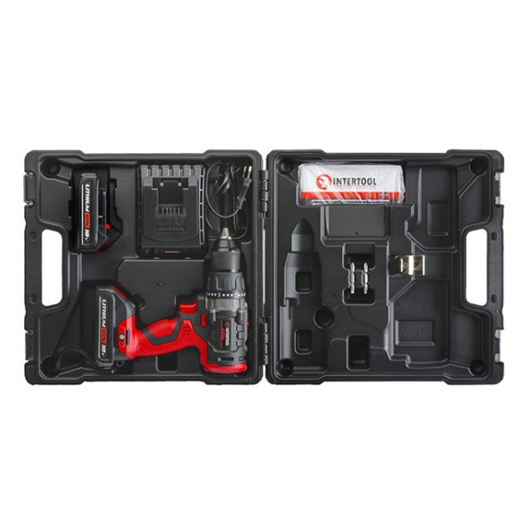 Дрель-шуруповерт аккумуляторная с бесщеточным двигателем 18 В, 50 Nm, 0-400/0-1500 об/мин, 1,5-13 мм, литий-ион, 2*2.0 Ач, ЗУ, кейс INTERTOOL WT-0331 -
                                                        Фото 9