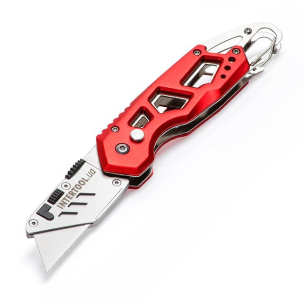 Ніж будівельний складаний з трапецієподібним лезом, SK5, алюмінієва рукоятка, карабін -
                                                        Фото 2