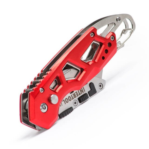 Ніж будівельний складаний з трапецієподібним лезом, SK5, алюмінієва рукоятка, карабін -
                                                        Фото 3