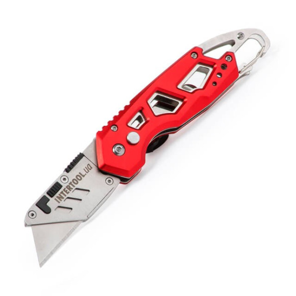 Ніж будівельний складаний з трапецієподібним лезом, SK5, алюмінієва рукоятка, карабін -
                                                        Фото 6